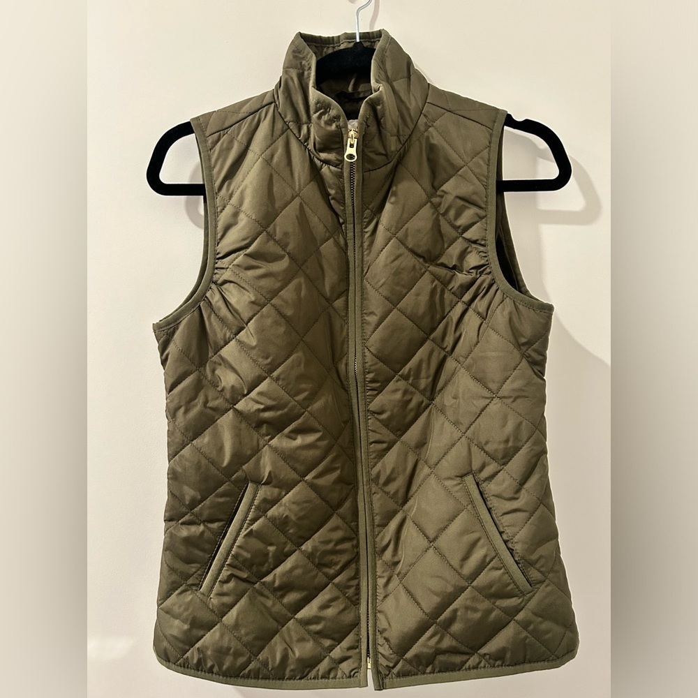 Green quilted vest